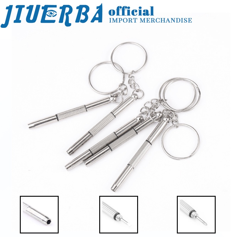 JIUERBA เครื่องมือซ่อมกรอบแว่นตา สกรู แบบพกพา และไขควงโลหะ สไตล์พวงกุญแจ สําหรับซ่อมโทรศัพท์มือถือ แว่นตา กุญแจ