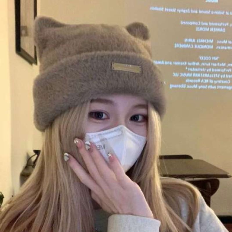 หมวกถัก หูหมีน่ารัก ให้ความอบอุ่น และหนา