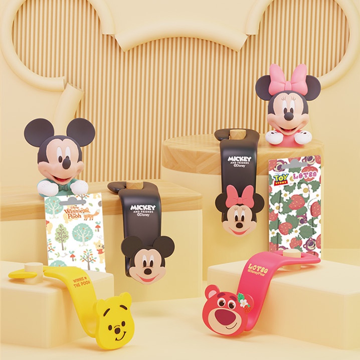 Disney DI233 ตะขอแขวนโทรศัพท์มือถือ รูปหมีพูห์ สตรอเบอร์รี่ มิกกี้ มินนี่เมาส์ น่ารัก สําหรับตกแต่งรถยนต์