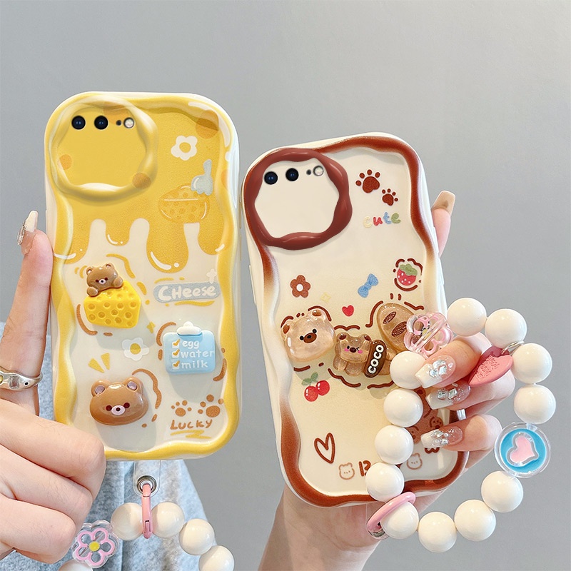 เคส iphone 7 plus เคส iphone 8 plus เคสโทรศัพท์มือถือ ลายตุ๊กตา 3D สีครีม สําหรับ 8 plus se2020