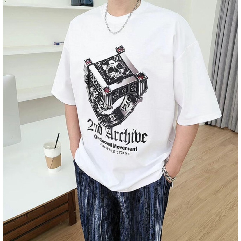 แฟชั่น เสื้อยืดแขนสั้น ทรงหลวม ลาย 2ND ARCHIVE Street Wear 23S สไตล์เกาหลี สําหรับผู้ชาย และผู้หญิง