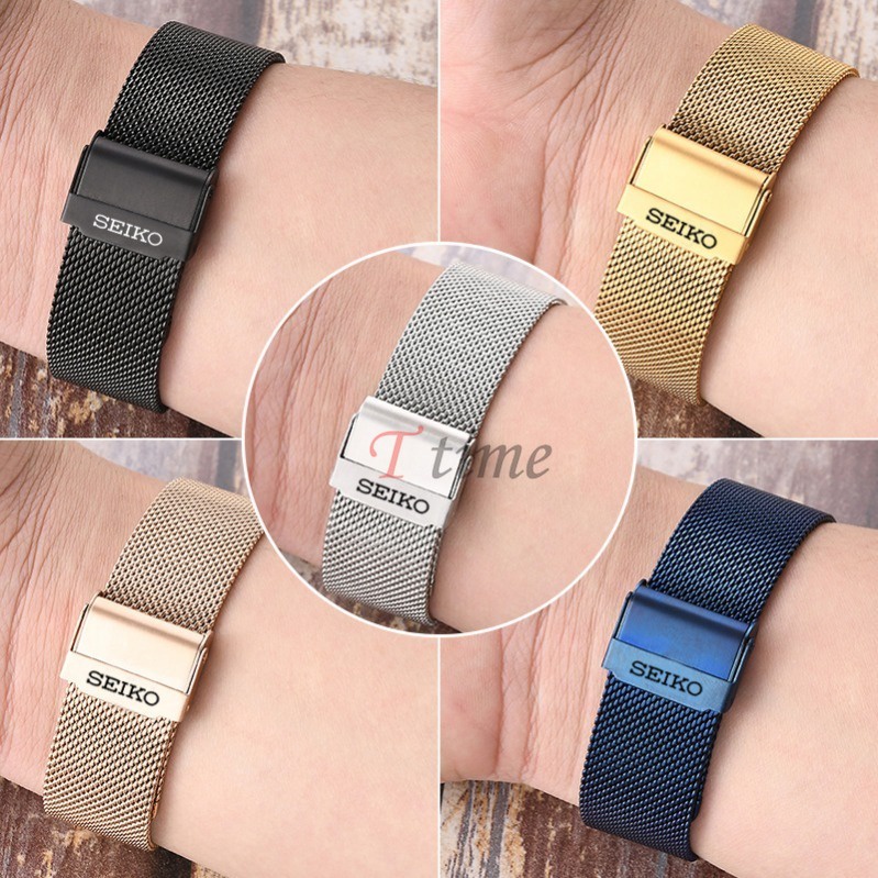 สายนาฬิกาข้อมือสเตนเลส 18 มม. 19 มม. 20 มม. 21 มม. 22 มม. Milan 0.6mesh สําหรับ Seiko No. หอยเป๋าฮื้อกระป๋อง 5 PROSPEX