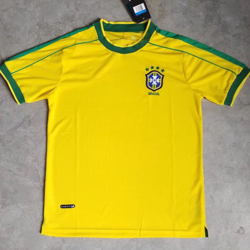 เสื้อกีฬาแขนสั้น ลายทีมชาติฟุตบอล Brazil 1997 แนวเรโทร แห้งเร็ว ไซซ์ XS-XXXL AAA