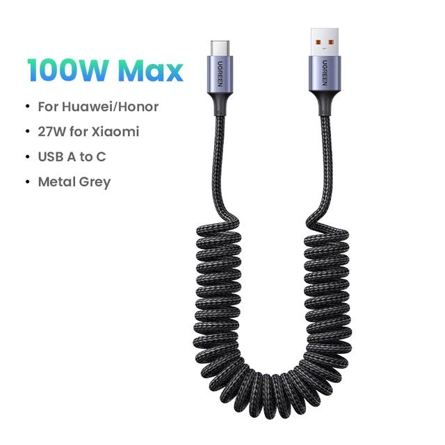 Ugreen 6A 100W Usb เป็น Type C สายเคเบิล สําหรับ Huawei สปริงดึง ยืดไสลด์ ชาร์จเร็ว สายชาร์จในรถ สายชาร์จ Usb ราคา ถูกที่สุด ดีลบีเคเค แกลเลอรีภาพที่ 9