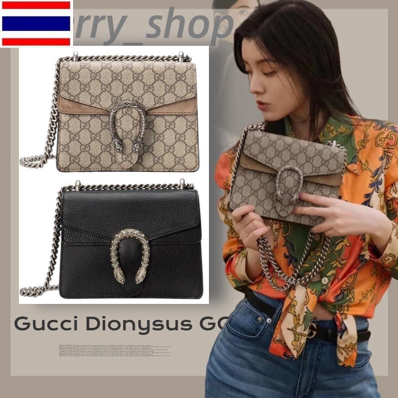 New 🍒กุชชี่ Gucci Dionysus GG Supreme Canvas Shoulder Bag ผู้หญิง / ทรัมเป็ต กระเป๋าโซ่🍒 HUG5