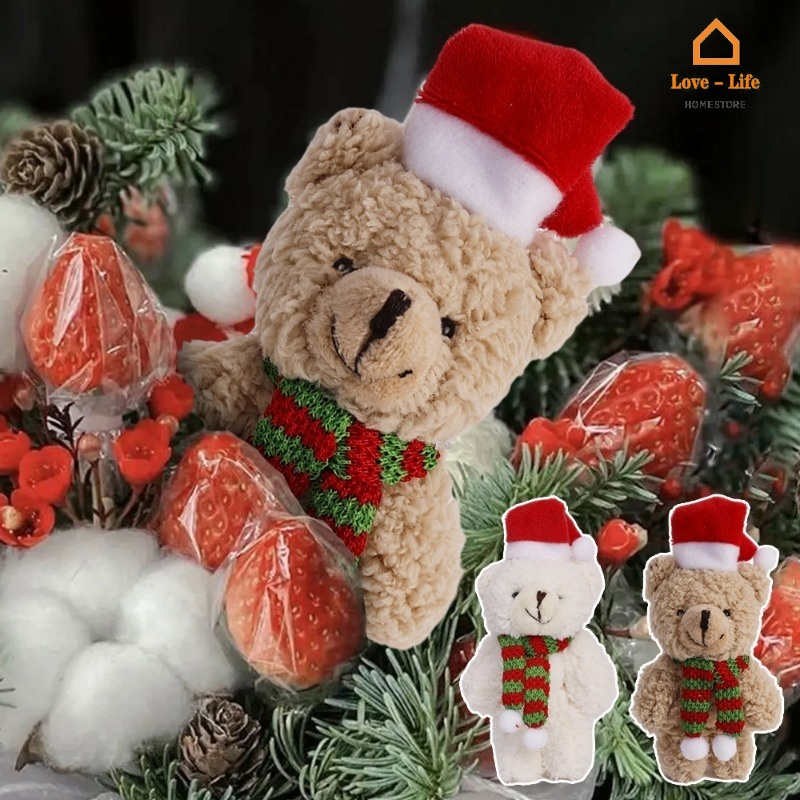 ตุ๊กตาหมี ผ้าพันคอนุ่ม น่ารัก 1 ชิ้น / ตุ๊กตาหมีเท็ดดี้ ตุ๊กตาหมียัดไส้ ของเล่น / ช่อดอกไม้ต้นคริสต์มาส DIY ตกแต่งกล่องของขวัญ