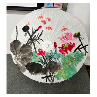 60cm ร่มกระดาษDIY ร่มกระดาษจีน ร่มสีขาว Paper umbrella คุณสามารถวาดร่มกระดาษน้ำมัน ร่ม