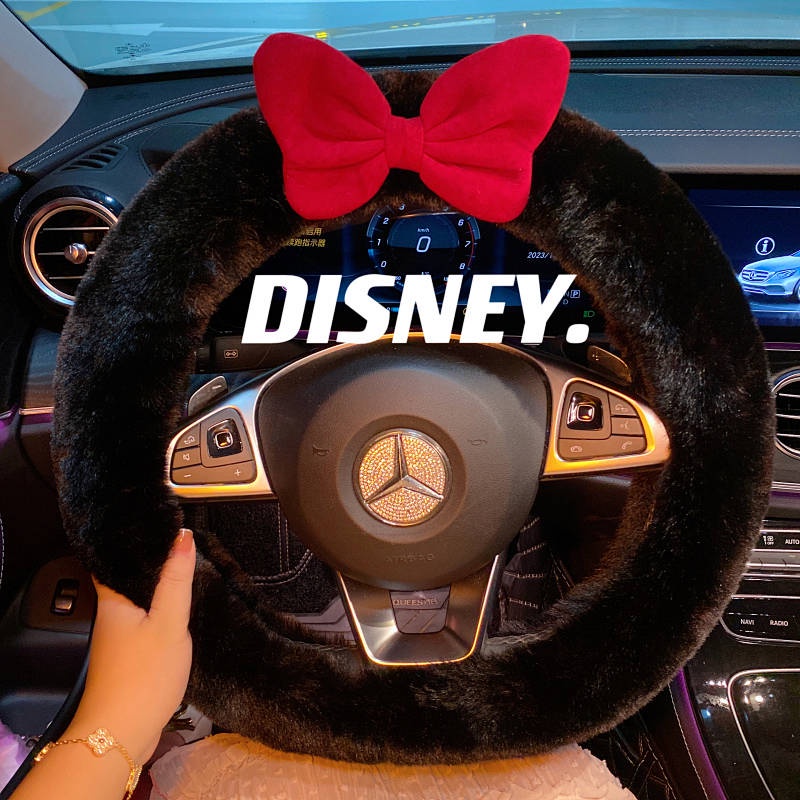 Escape Cute Princess Steering Wheel Cover Women's Bow Winter Warm Plush Decoration Car Steering Wheel Cover Four Seasons kc0m