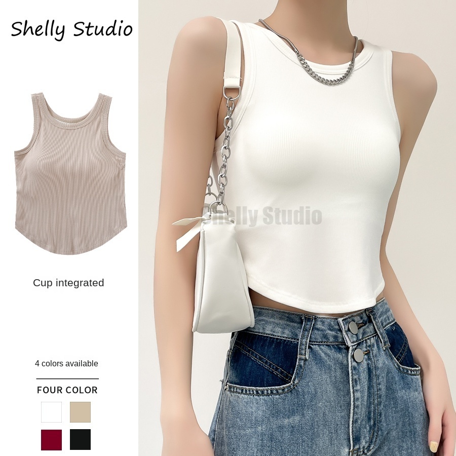 เสื้อกล้าม พร้อมแผ่นรองหน้าอก สไตล์สปอร์ต สําหรับผู้หญิง