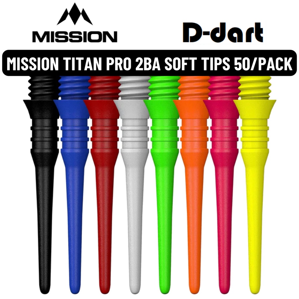 MISSION Soft TIP POINTS - TITAN PRO REPLACEMENT SOFT POINT สําหรับ Soft TIP DARTS 50 ชิ้น/แพ็ค (2BA)