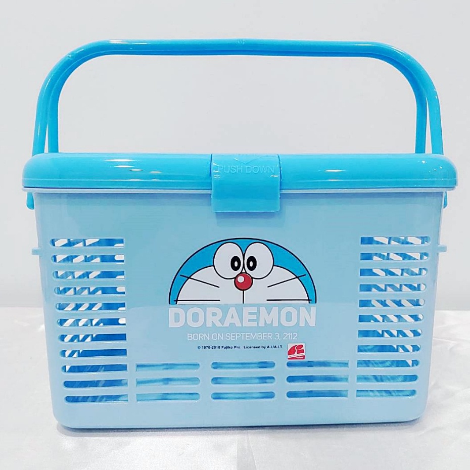 ตะกร้า ใส่ผ้า ใส่ของ อเนกประสงค์มีหูหิ้ว โดเรม่อน การ์ตูน พลาสติกหนา ตะกร้าเตรียมคลอด เด็กอ่อน ลิขสิทธิ์แท้ - รูปที่ 5