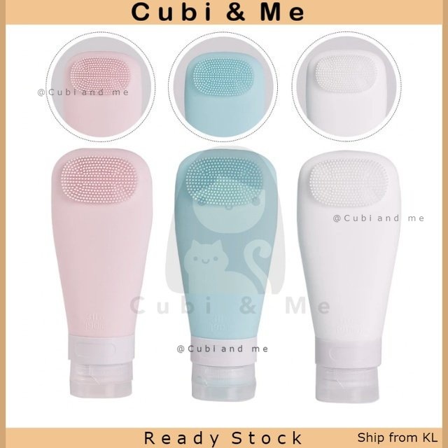 C&M (3 ชิ้น/เซ็ต) ขวดอิมัลชันซิลิโคนพร้อมแปรง 90ML Travel Container แชมพูหลอดของเหลวรั่วรีฟิล