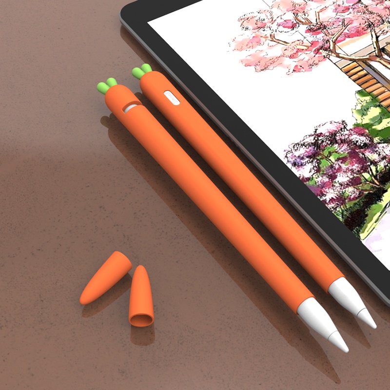 แครอทซิลิโคนสําหรับ Apple Pencil Pro 2 1 gen กรณีปากกา Nibs สําหรับ iPad ผู ้ ถือปากกาลื ่ นป ้ องกันผิวแขน
