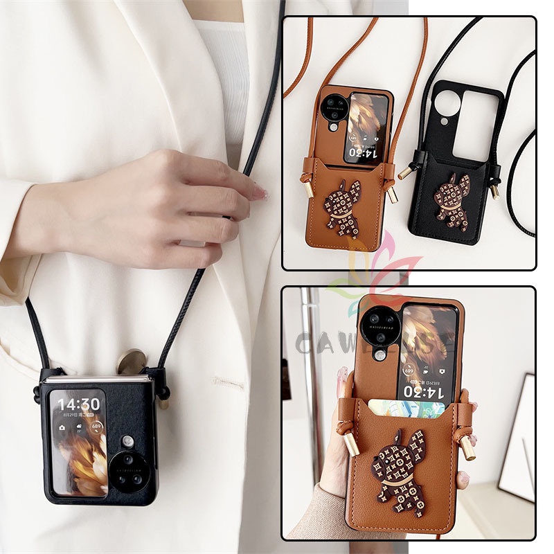 เคสโทรศัพท์หนัง PU ฝาพับ ลายสุนัข Dou Dog พร้อมช่องใส่บัตร กันกระแทก สําหรับ OPPO Find N3 Flip Find N2