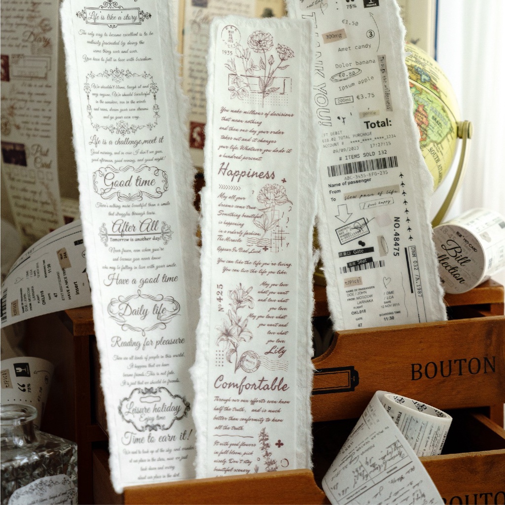 Vintage ภาษาอังกฤษบทกวี Self-Adhesive เทปสติกเกอร ์ ตกแต ่ งเทปกาว DIY Craft Washi เทปสําหรับ Scrapbooking ตกแต ่ ง