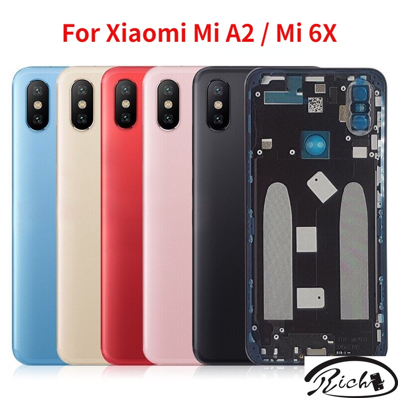 เคสแบตเตอรี่ด้านหลัง โลหะ พร้อมเลนส์กล้อง และปุ่มด้านข้าง สําหรับ Xiaomi Mi A2 Xiaomi Mi 6X