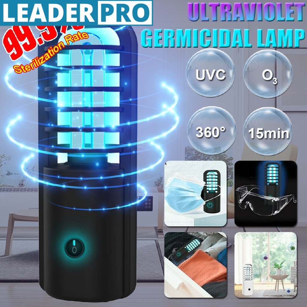 3w ใหม่ 360 องศา แบบพกพา USB ชาร์จ UV ฆ่าเชื้อแสง UVC เจลทําความสะอาดโอโซนอัลตราไวโอเลตฆ่าเชื้อโรคโคมไฟ LED