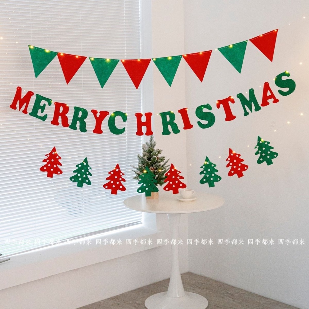 พร้อมส่ง ธงคริสต์มาส แขวน ตกแต่ง ฉากหลัง ป้ายแขวนประดับบ้าน หน้าต่าง