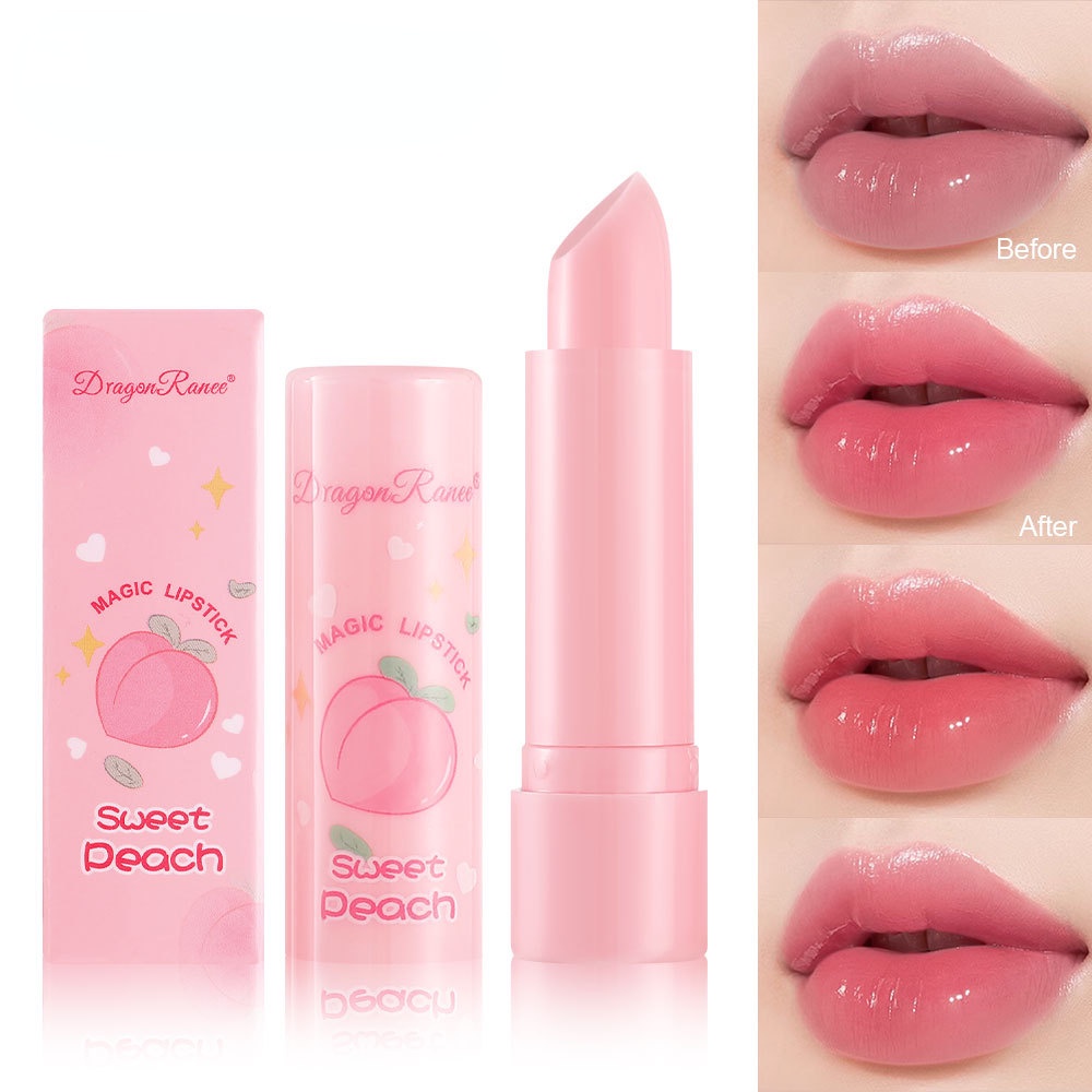 Dragon Ranee ลิปสติก ลิปบาล์ม คริสตัล เปลี่ยนสีตามอุณหภูมิ สีชมพูพีช เจลลี่ เด็กผู้หญิง ลิปบาล์ม เปลี่ยนสี ลิปสติก ดูแลริมฝีปาก ความงาม แต่งหน้า เครื่องสําอาง 1 ชิ้น