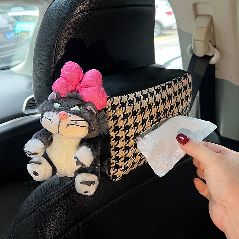 New style Car Tissue Box Female Cute Car Tissue Box Car Armrest Box Drawing Paper Bag Hanging Car Interior Decoration Cute Car Decoration