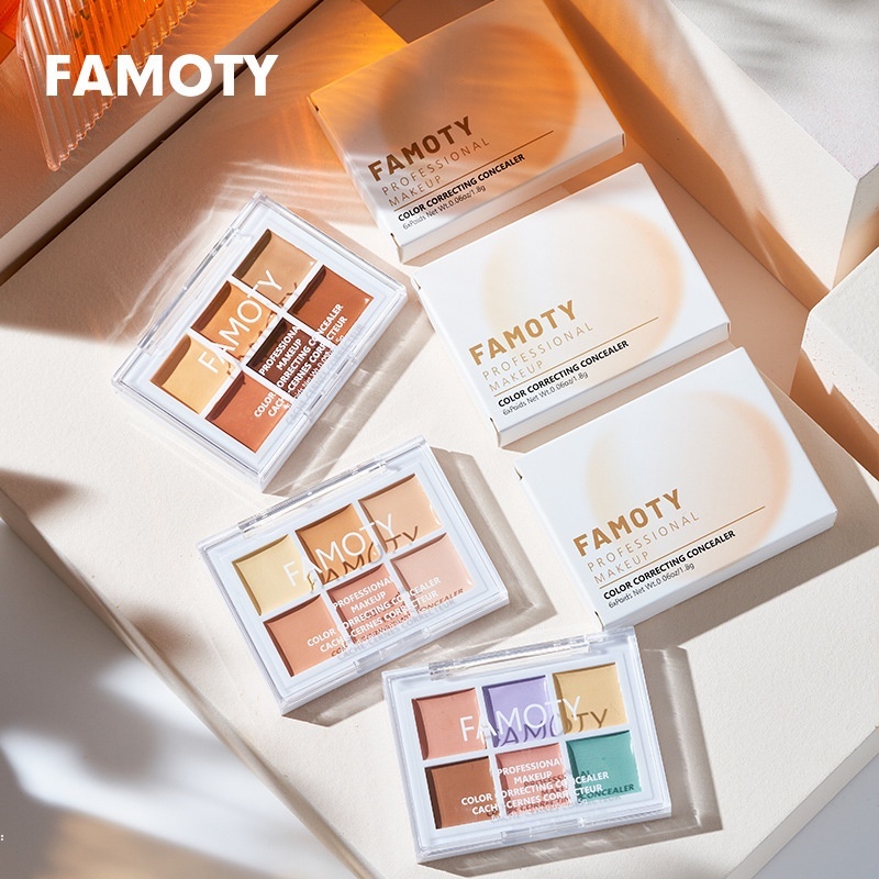 Famoty คอนซีลเลอร์ หกสี กันน้ํา ติดทนนาน ไม่หลุดง่าย แต่งหน้า คอนทัวร์ มัลติฟังก์ชั่น