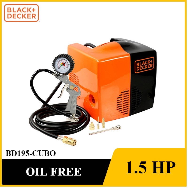 [ราคาถูก]👨‍🔧 BLACK&DECKER BD195-CUBO ปั๊มลม Oil free 1.5HP