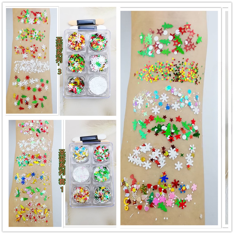 เจลเลื่อม ลายคริสต์มาส ดอกหิมะ เจลเลื่อม กลิตเตอร์ สําหรับตกแต่งเล็บ อายแชโดว์ แต่งหน้า