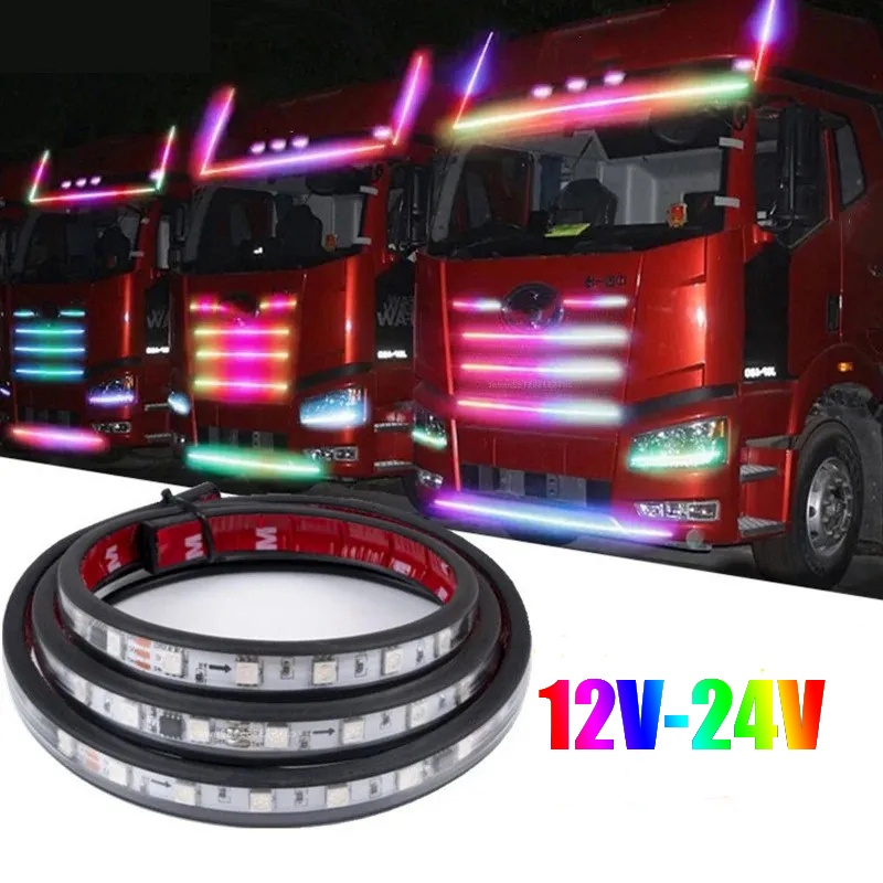 แถบไฟเตือน 12V-24v rgb กันน้ํา สําหรับตกแต่งรถบรรทุก