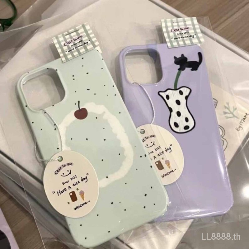 เคสป้องกันโทรศัพท์มือถือ ผิวเงา กันกระแทก สไตล์เกาหลี ญี่ปุ่น สําหรับ iPhone 14promax 13 12 11 xsmax xr 7 8plus
