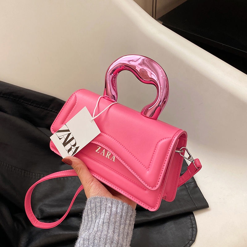 Zara กระเป๋าสะพายไหล่ กระเป๋าถือ ทรงสี่เหลี่ยม ขนาดเล็ก สีพื้น แฟชั่นฤดูใบไม้ผลิ สําหรับสตรี 2023