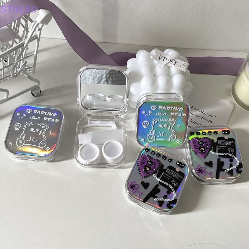 [cxSTBEAU] กล่องเก็บคอนแทคเลนส์เลเซอร์ พร้อมกระจก สําหรับเด็กผู้หญิง【 MME 】