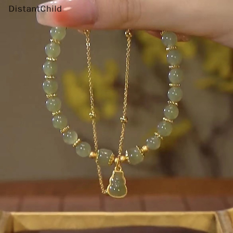 Dsth สไตล์จีน หยกเทียม จี้น้ําเต้า สร้อยข้อมือ สําหรับผู้หญิง เด็กผู้หญิง สองชั้น โซ่ โชคดี ลูกปัด เครื่องประดับ ปาร์ตี้ ของขวัญ DSS
