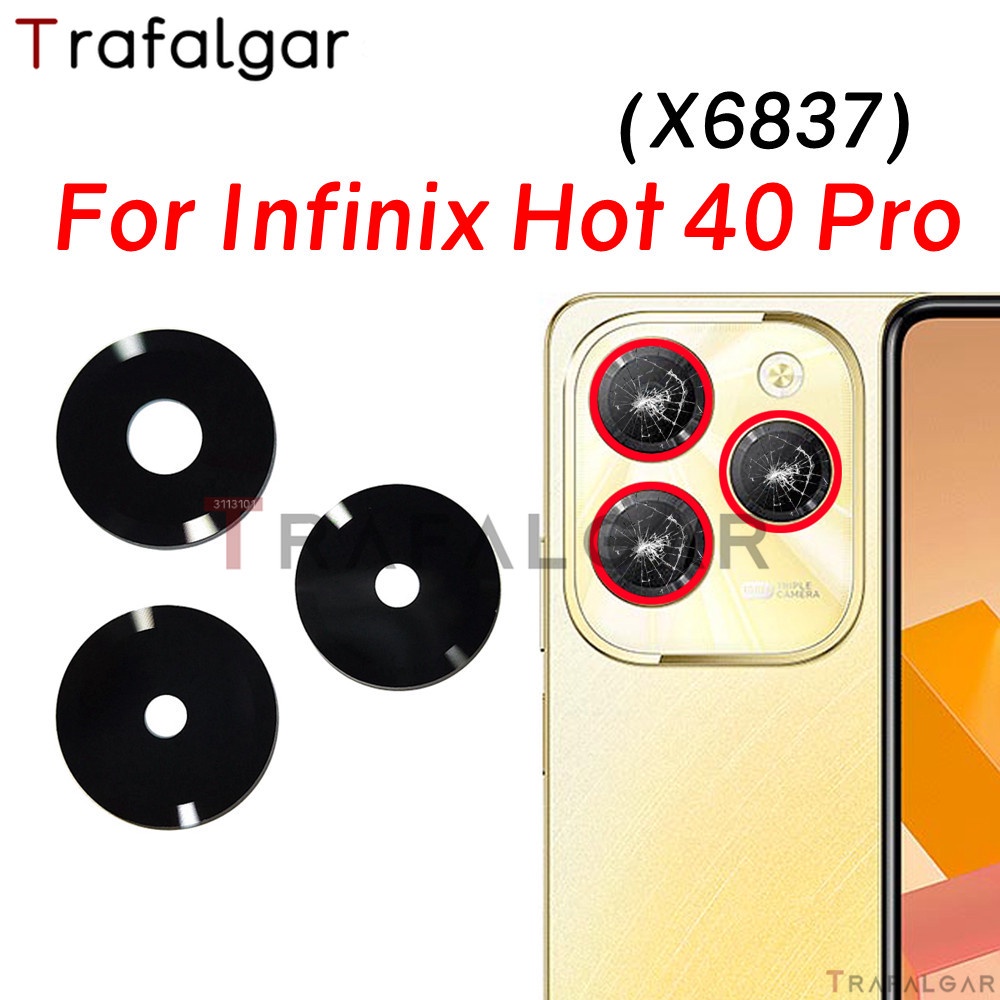เลนส์กระจกกล้องด้านหลัง แบบเปลี่ยน พร้อมสติกเกอร์กาว สําหรับ Infinix Hot 40 Pro X6837