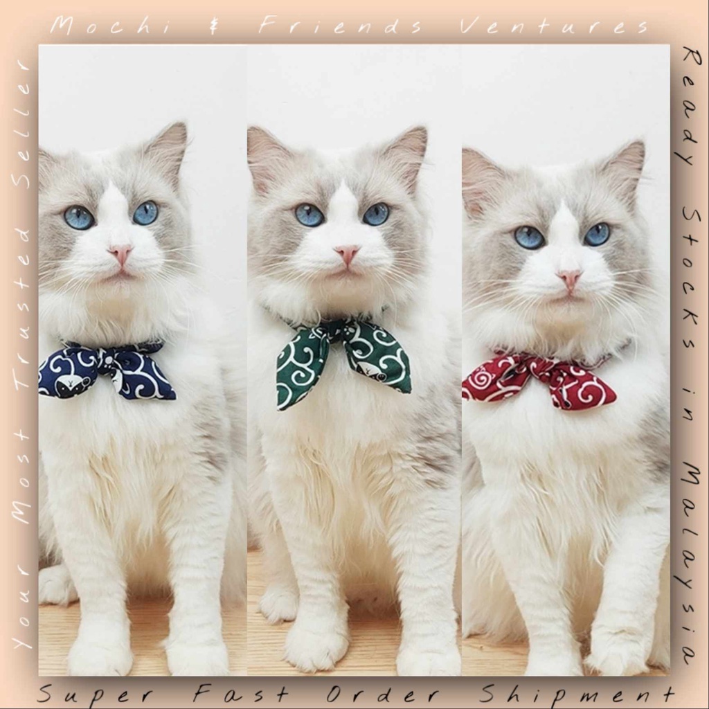 MNF กิโมโน Non-Struling ปรับสไตล์ญี่ปุ่นริบบิ้นสัตว์เลี้ยงสายคล้องคอแมวคออุปกรณ์เสริม 领和风宠物项圈