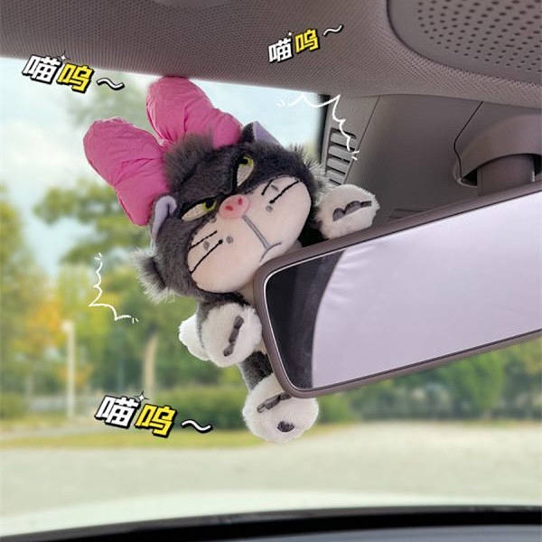 Hot selling new models Cute Cat Rearview Mirror Decoration Screen Lying Doll Car Doll Car Interior Decorations Birthday Gift for Women Cute car interior