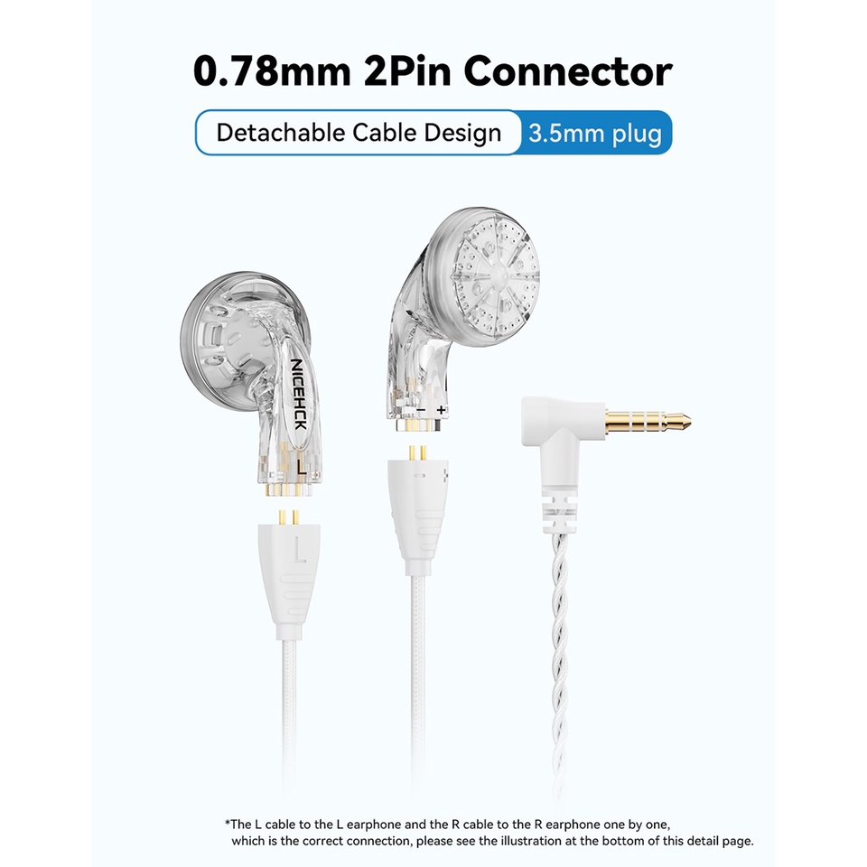Nicehck YDX ชุดหูฟังไมโครโฟน 14.8 มม. HiFi IEM 0.78 มม. 2Pin ถอดออกได้ สําหรับเล่นเกม