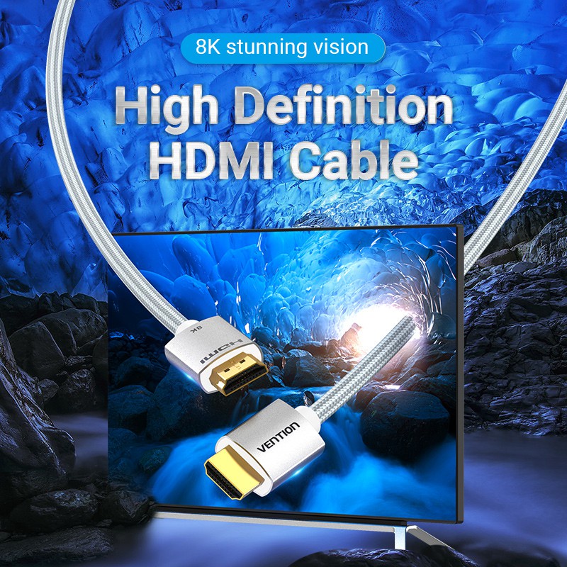 Vention สายเคเบิล HDMI 2.1 8K 60Hz 4K 120Hz ความเร็วสูง 48Gbps HDMI เป็น HDMI สําหรับแล็ปท็อป PS5 4 TV 8K HDMI