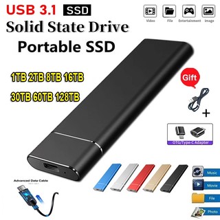 ไดรฟ์ Solid State มือถือความเร็วสูงแบบพกพา 1tb 2tb 8tb 16tb 30tb 60tb 128tb SSD ฮาร์ดไดรฟ์มือถือภายนอก Decives สําหรับแล็ปท็อป mac