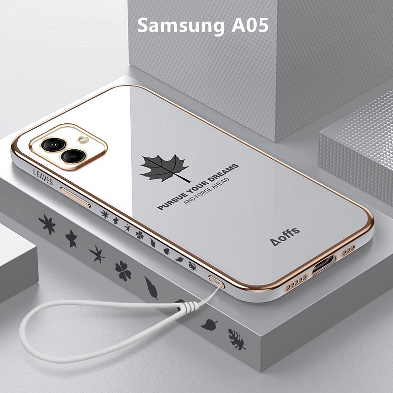 เคส Samsung A05 case ชุบ Galaxy A05 เคสโทรศัพท์ ลายใบเมเปิ้ล เคสมือถือ อ่อนนุ่ม เคสซัมซุง A05