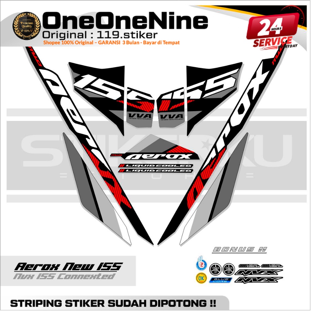 STRIPING AEROX 155 ใหม่ CONNETED MOTIF 17 / สีคอมโบ / ฐานสีดํา / AEROX 155 สติ๊กเกอร์เชื่อมต่อ / AER