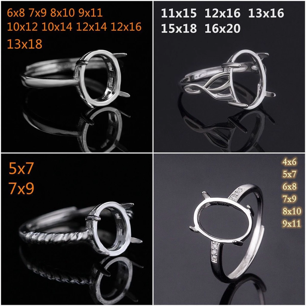 Dy แหวนเงิน S925 ฝังหินเปล่า เรียบง่าย สไตล์คลาสสิก diy สําหรับส่งฟรี
