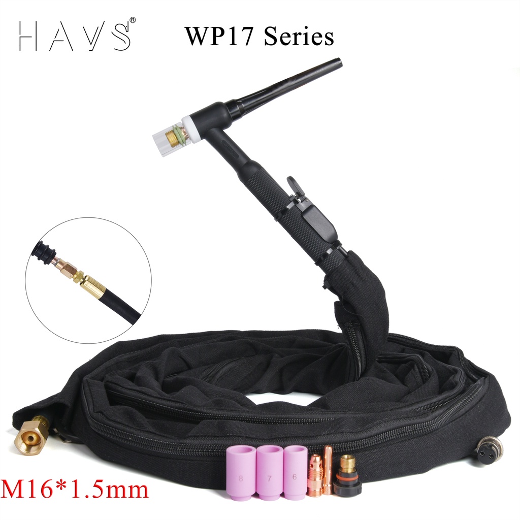 4M/13Ft WP17 WP17F WP17FV ไฟฉายเชื่อม TIG แก๊ส-ไฟฟ้าแบบบูรณาการสายยางสาย w/ M16*1.5 มม.ขั้วต่อแก๊ส