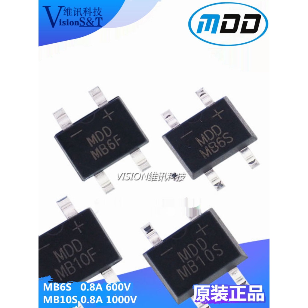 แผ่นวงจรเรียงกระแสเรียงกระแสเต็มคลื่นแบบบางพิเศษ MDD MB6S MB10S MB10F SOP-4 MB6F