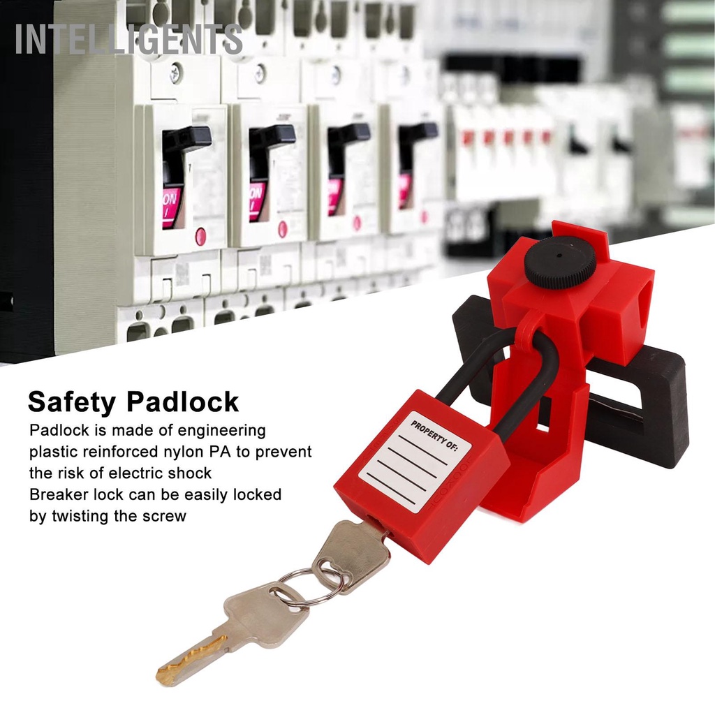 IntelligentS Clamp On Breaker Lockout Safety Padlock Kit Nylon Universal Heat Resistant Lock Out Tag