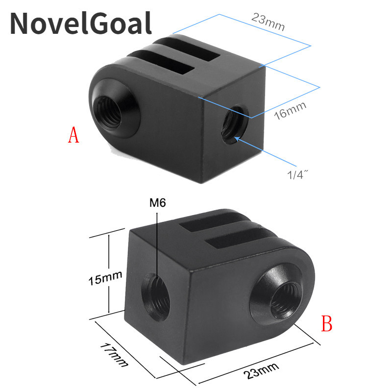Novelgal 1/4 "/M6 Mini ขาตั้งกล้องอะแดปเตอร์ CNC Monopod Mount Base สําหรับ Gopro13 12 Action กล้องอุปกรณ์เสริม