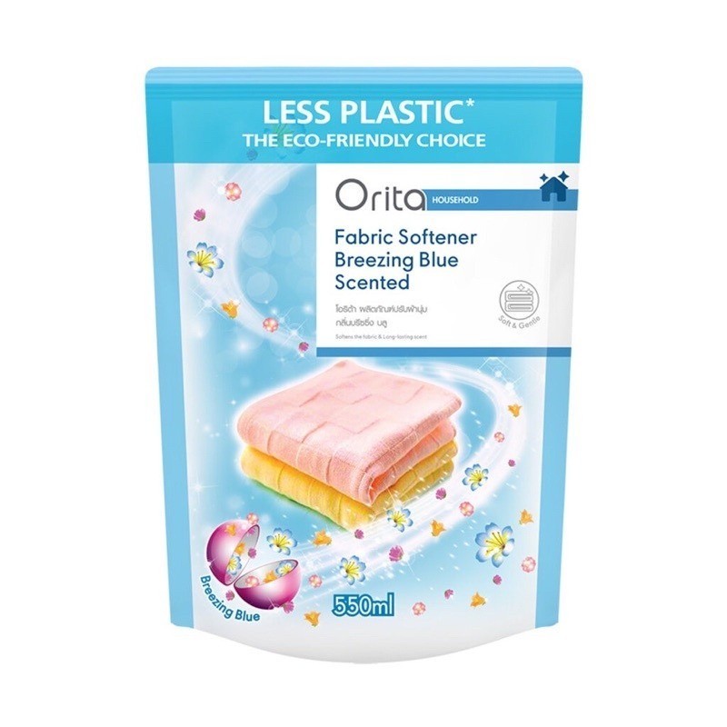 ⭐️ น้ำยาปรับ​ผ้า​นุ่ม​ Orita​ 550ml.​ สีฟ้า แพคเกจใหม่ [** BLUE 550mL ORITA **]