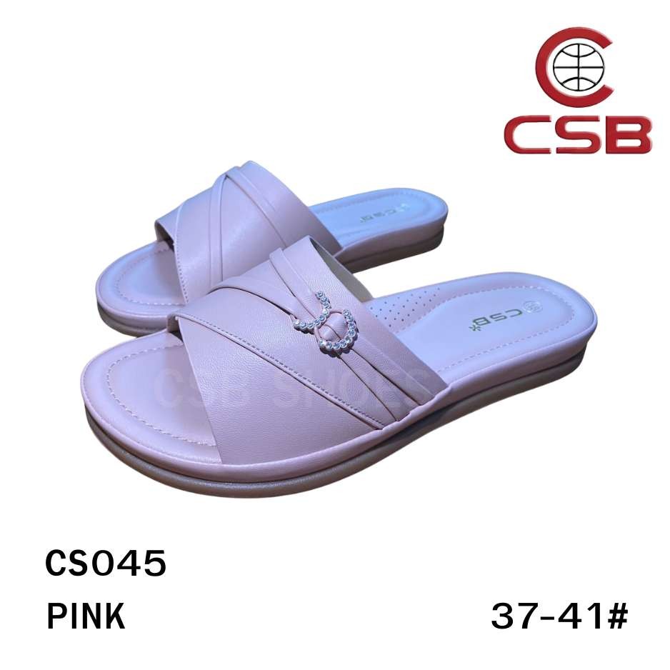 CSB รองเท้าแตะ CS045 รองเท้าเพื่อสุขภาพแฟชั่นสำหรับผู้หญิง แบบสวมพื้นเตี้ยใส่เดินสบายเท้า