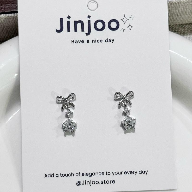 Jinjoo จิวต่างหูโบว์ รุ่น Petite Ribbon Glitz น่ารักโซคิ้วมาก สแลนเลส316 (แป้นแบน)