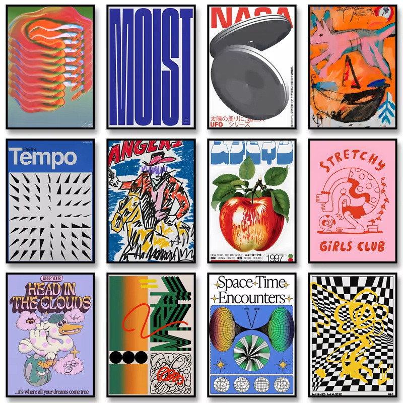 Vintage บทคัดย่อคลาสสิกโปสเตอร์ Retro Mind Maze พิมพ์ Mid Century Wall Art ภาพวาดผ้าใบสําหรับ Club ห้องนั่งเล่นตกแต่งบ้าน