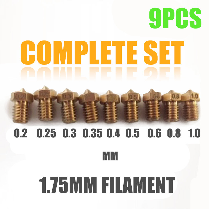 9 ชิ้น 1.75 มิลลิเมตรเส้นใย Extruder หัวฉีดสําหรับ E3D V6 J-Head & MK8 Makerbot 3D เครื่องพิมพ์